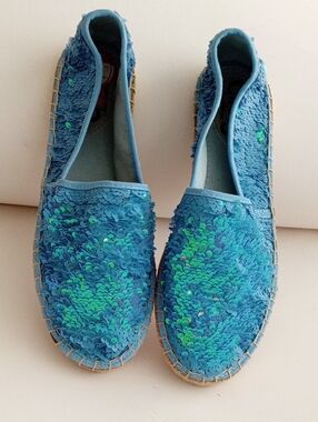 Circus by Sam Edelman Blue Sequined Espadrille Flats Size 9.5